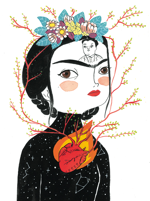 Ilustración de María Hesse publicada en “Frida Kahlo. Una biografía”