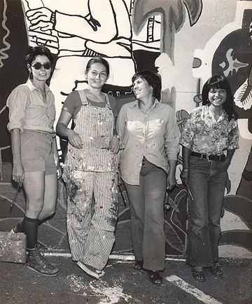 Impulsoras del Movimiento Mujeres Muralistas. De izda a dcha: Graciela Carrillo, Consuelo Méndez, Patricia Rodríguez e Irene Pérez